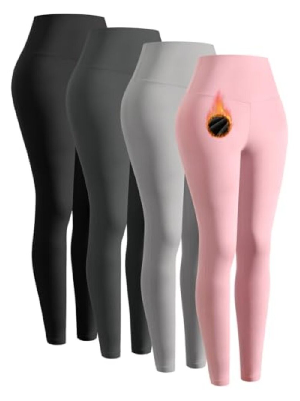 Fleece Lined Leggings High Waisted Thermal Winter Yoga Pants 4 Pack